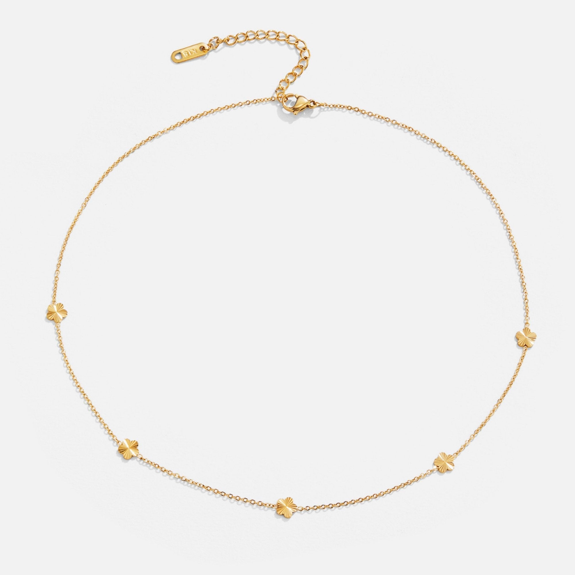 Gold Chain Necklace with Flower Pendant