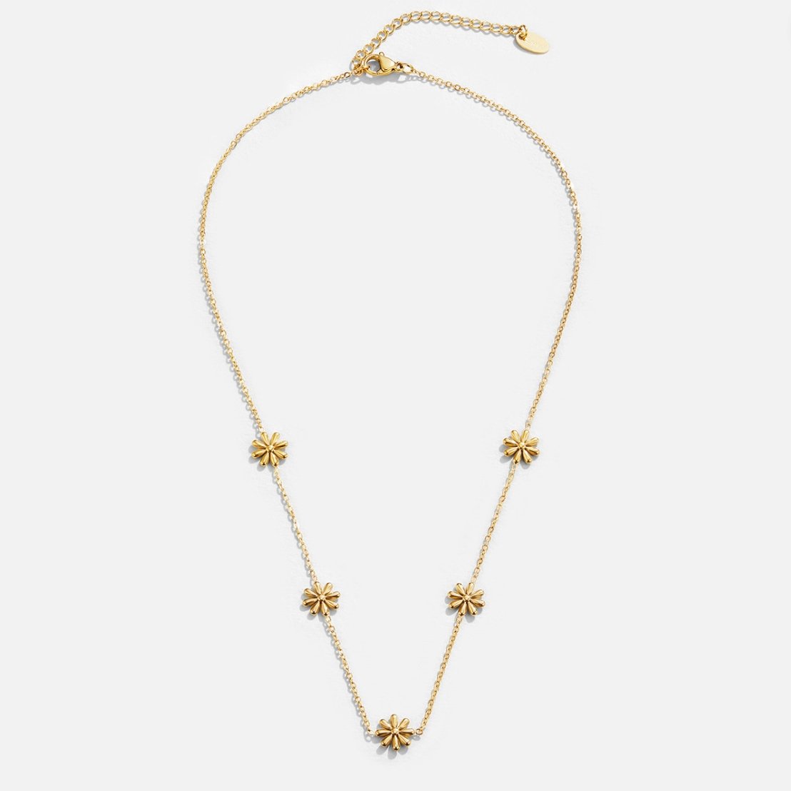 Gold Flower Pendant Necklace with 18K Gold Plated Finish