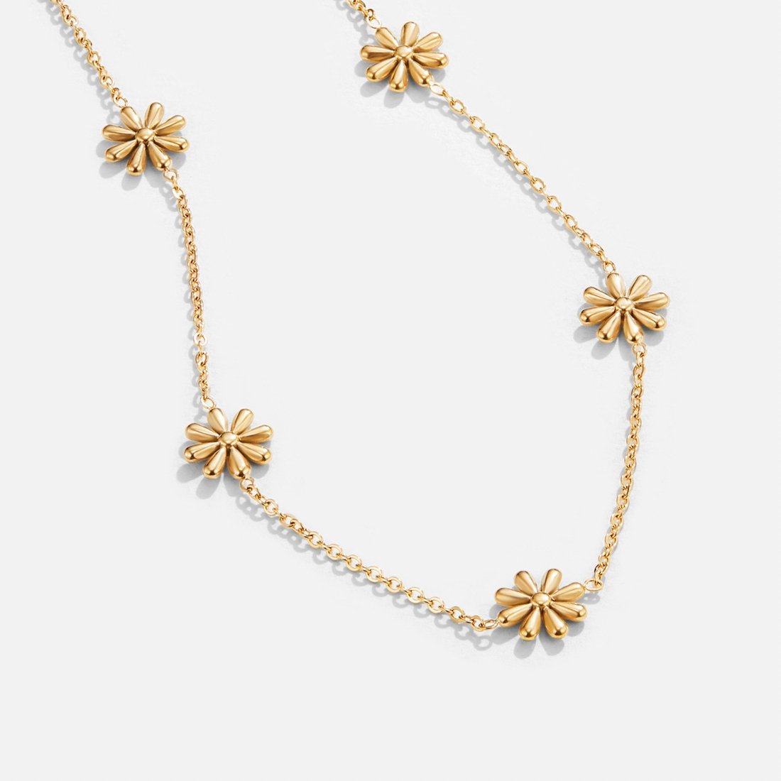 Gold Flower Pendant Necklace with 18K Gold Plated Finish