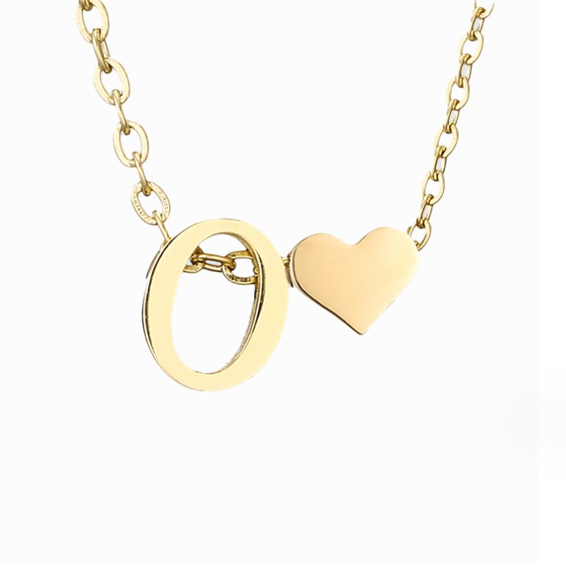 Gold Letter Pendant Necklace with Forever Love Script Design