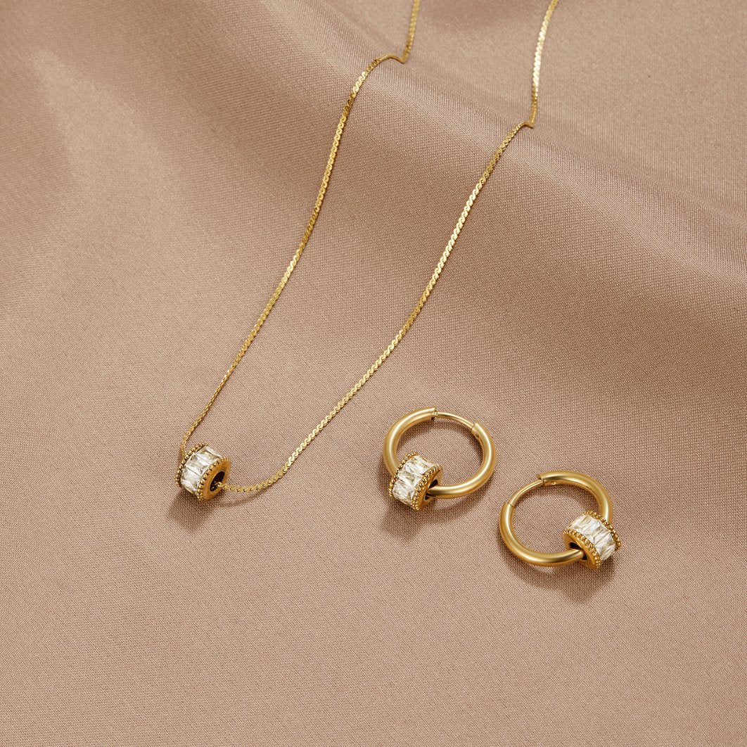 Gold Necklace with Crystal Pendant