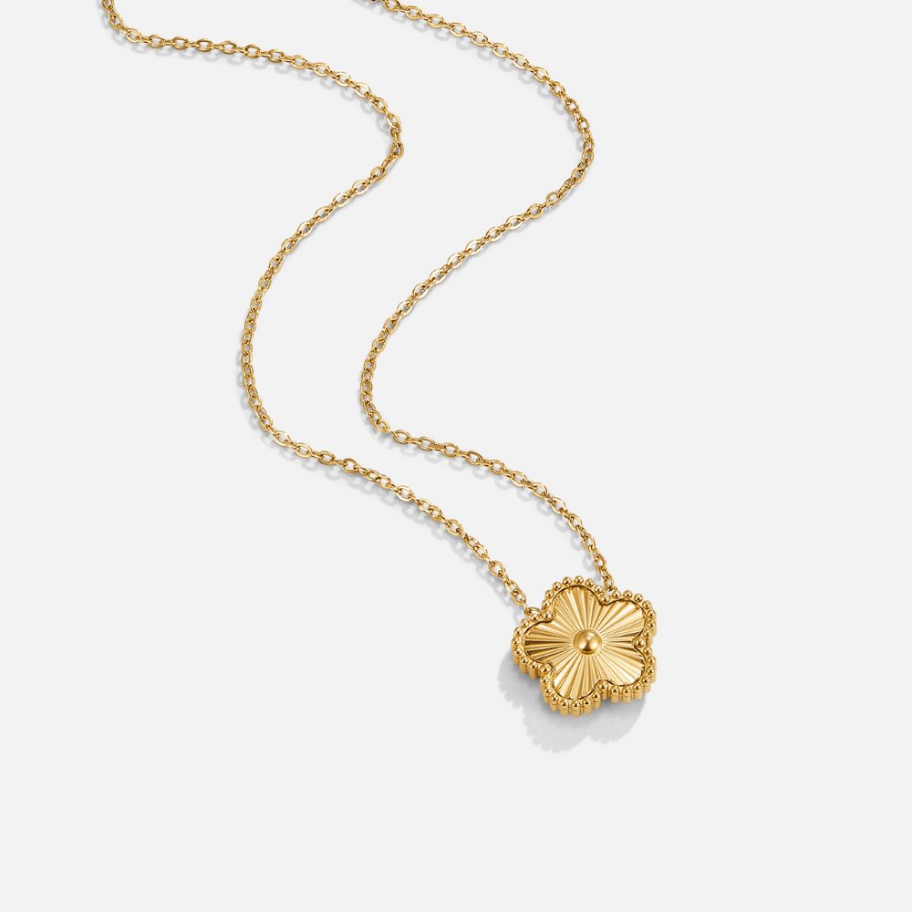 Gold Clover Pendant Necklace with Delicate Chain