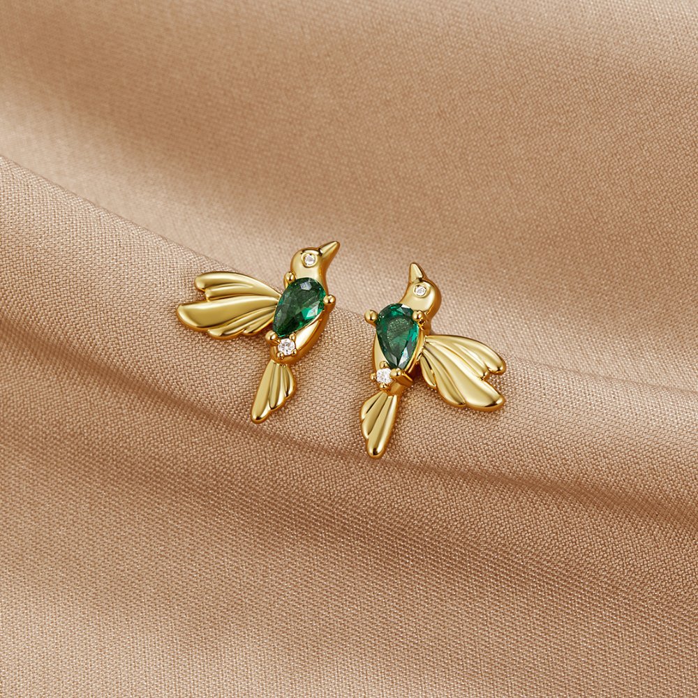 Gold Hummingbird Stud Earrings