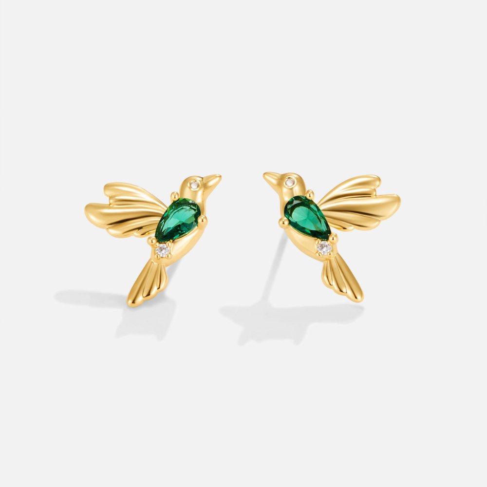 Gold Hummingbird Stud Earrings