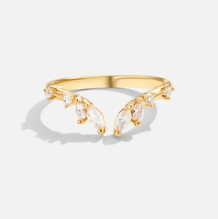 Gold Vine Ring with Crystal Stone