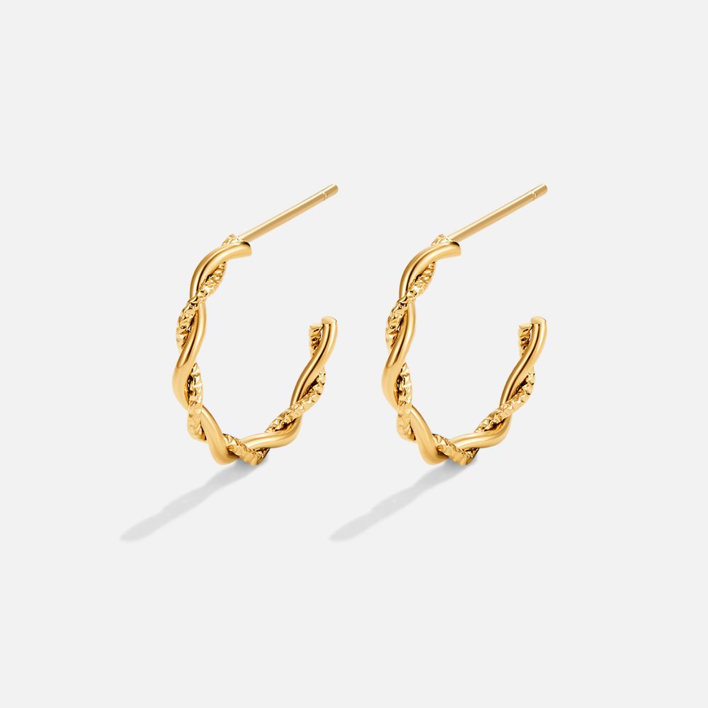 Gold Twisted Semi Hoop Earrings