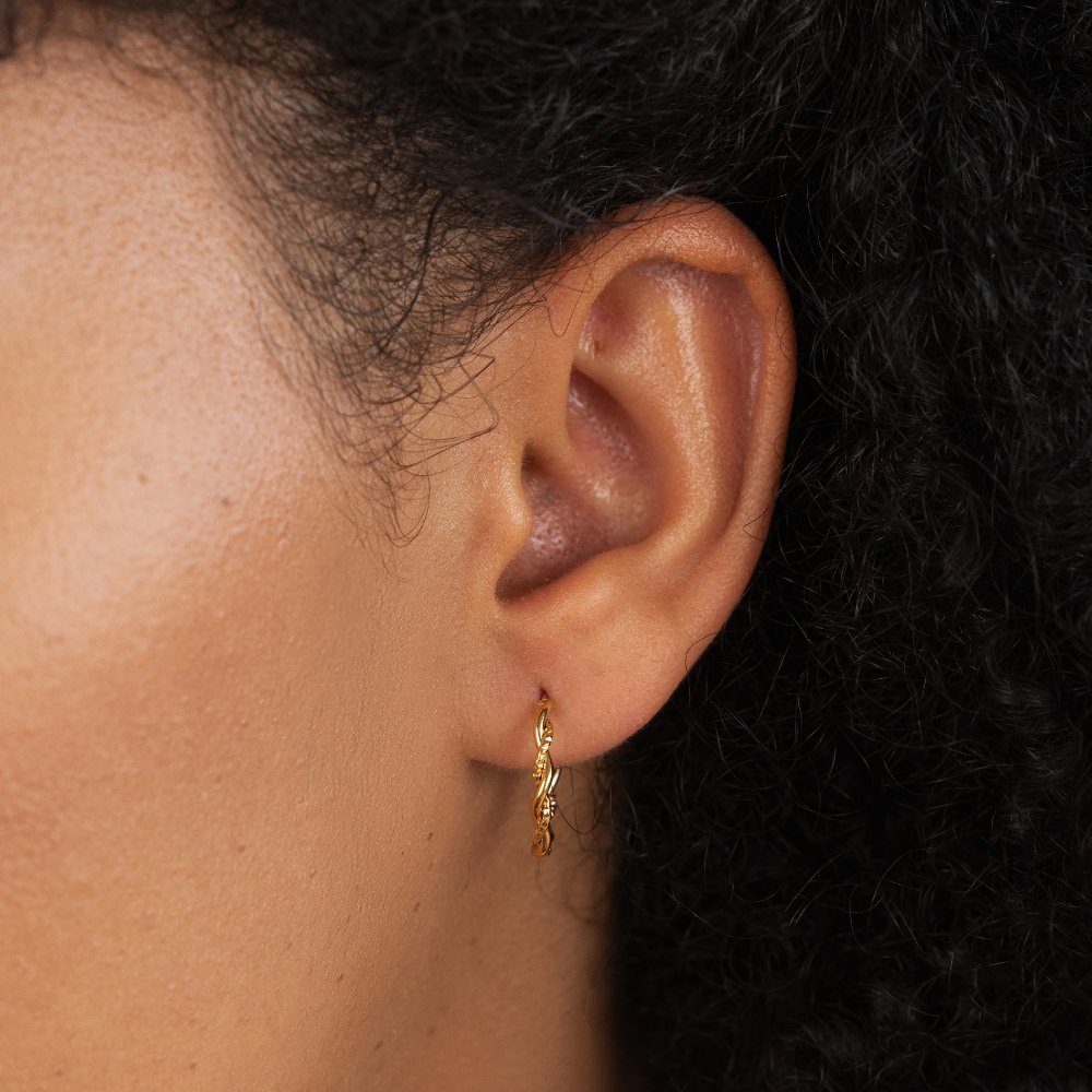 Gold Twisted Semi Hoop Earrings
