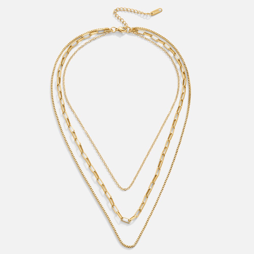 Gold Layered Chain Necklace Multi Strand Minimalist Design