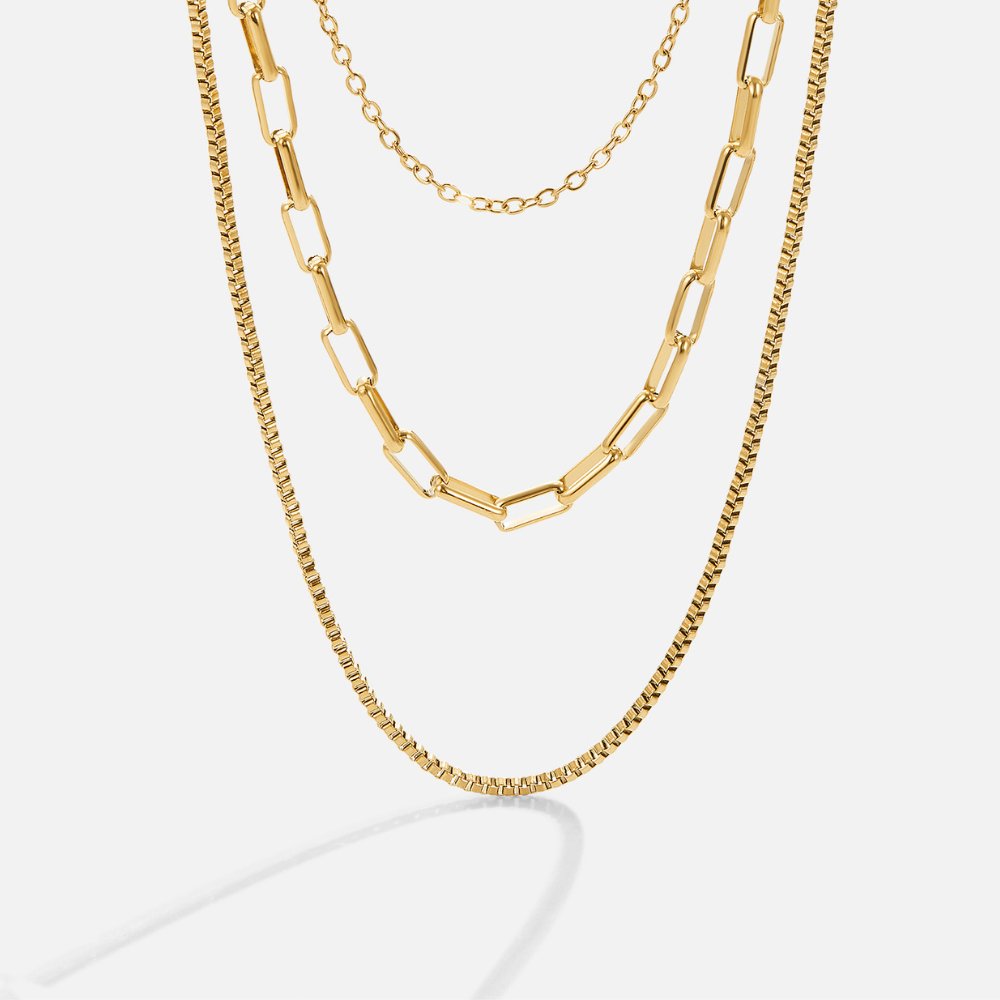 Gold Layered Chain Necklace Multi Strand Minimalist Design