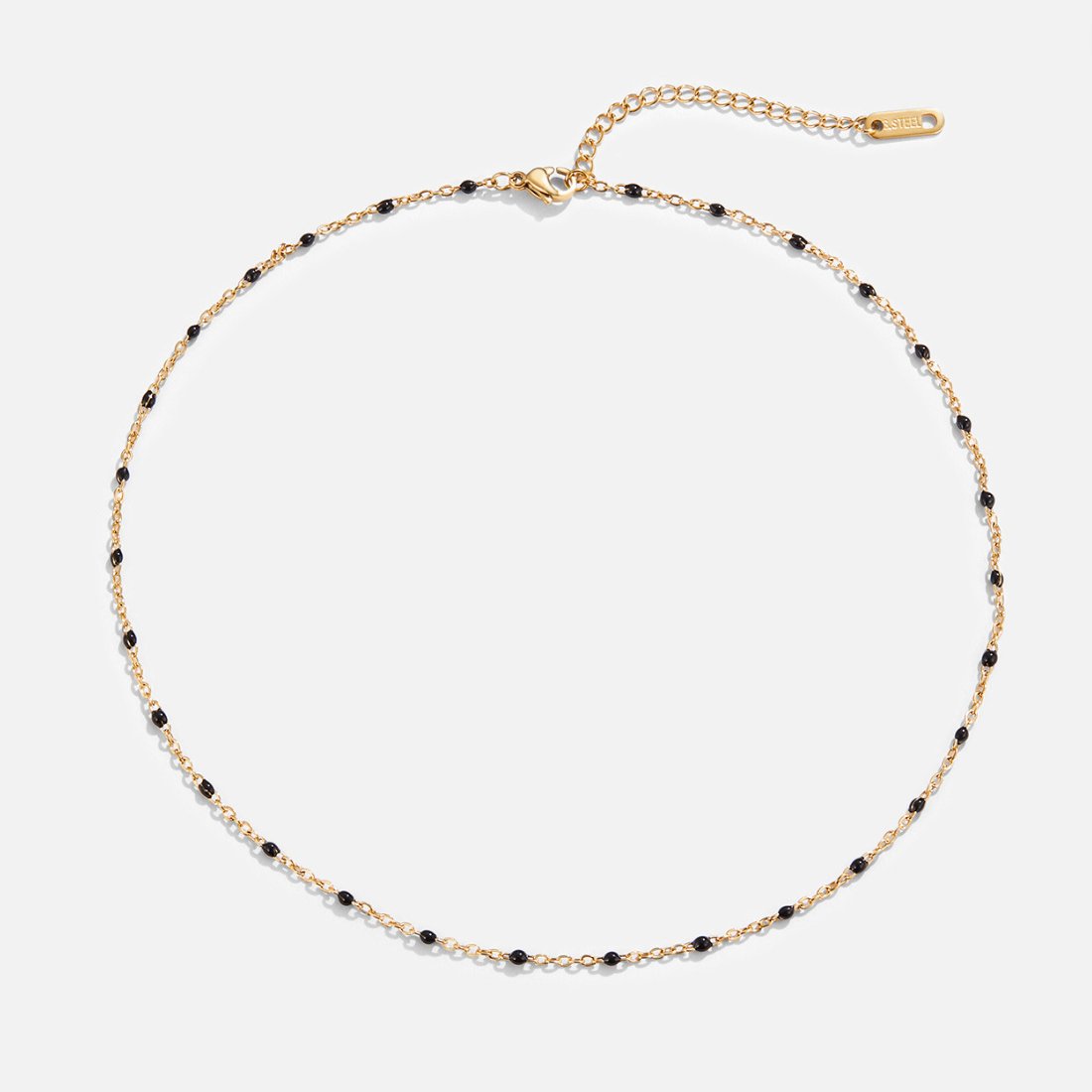 Gold Tone Necklace with Black Beads