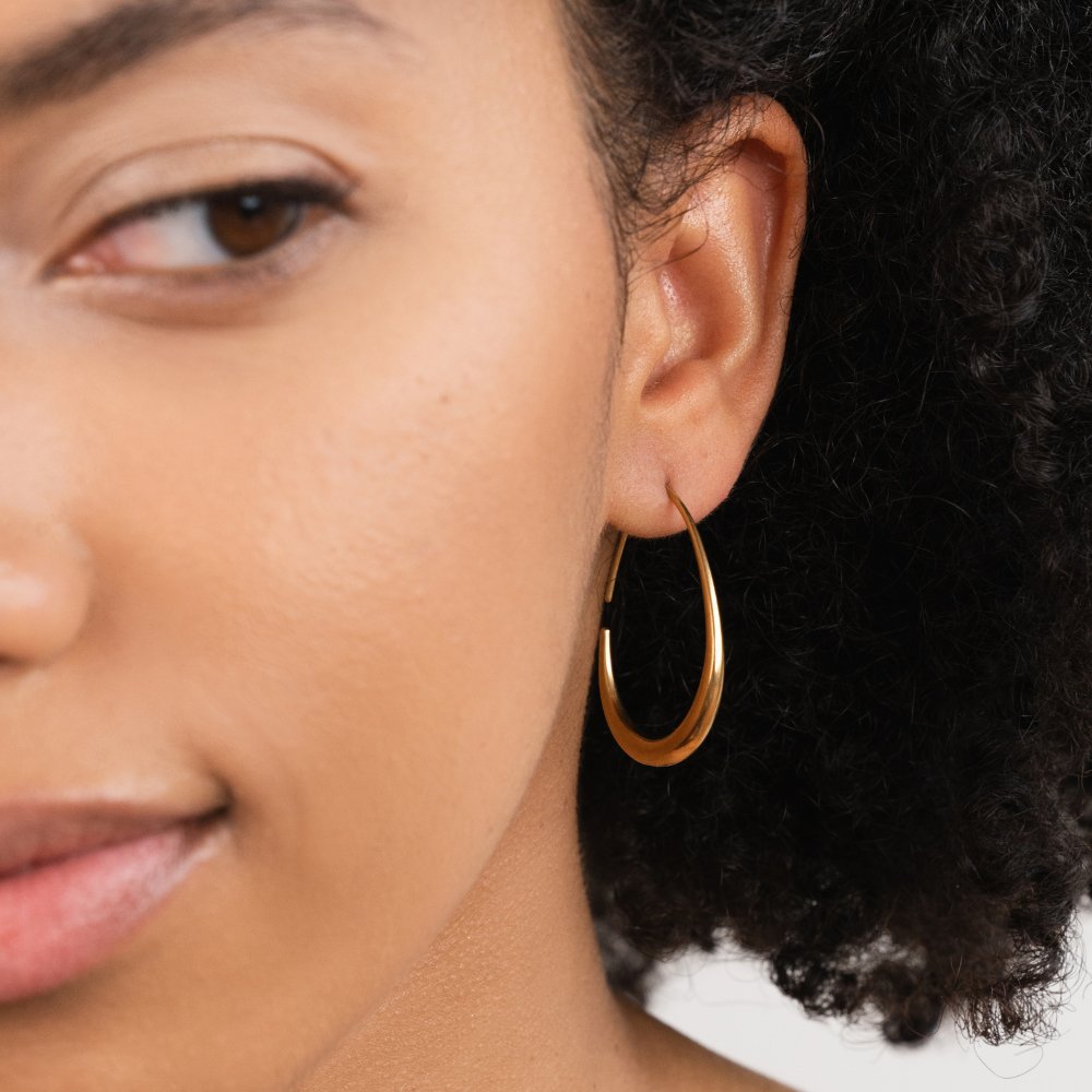 Gold Hoop Earrings with Smooth Polished Finish