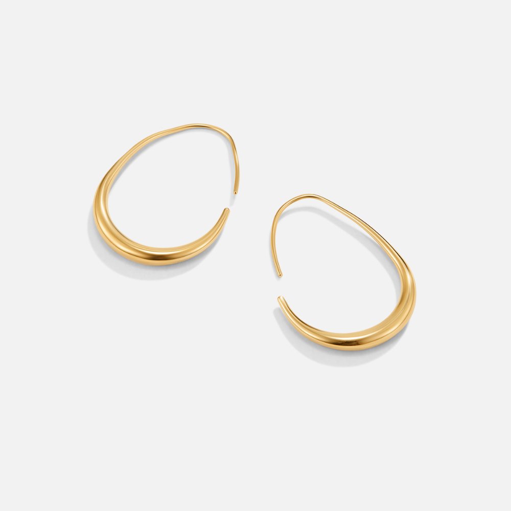 Gold Hoop Earrings with Smooth Polished Finish