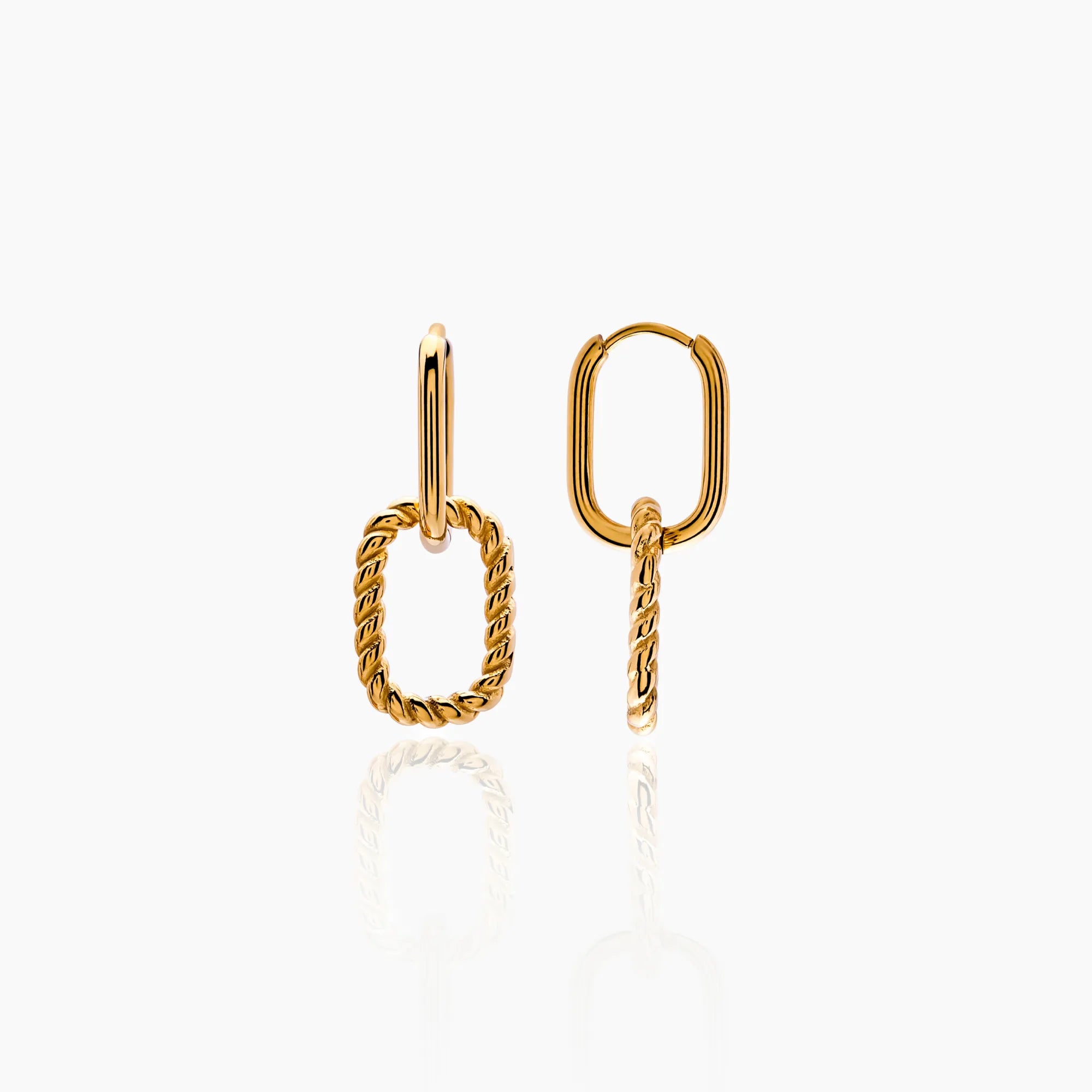 Roma | Gold Link Drop Hoop Earrings