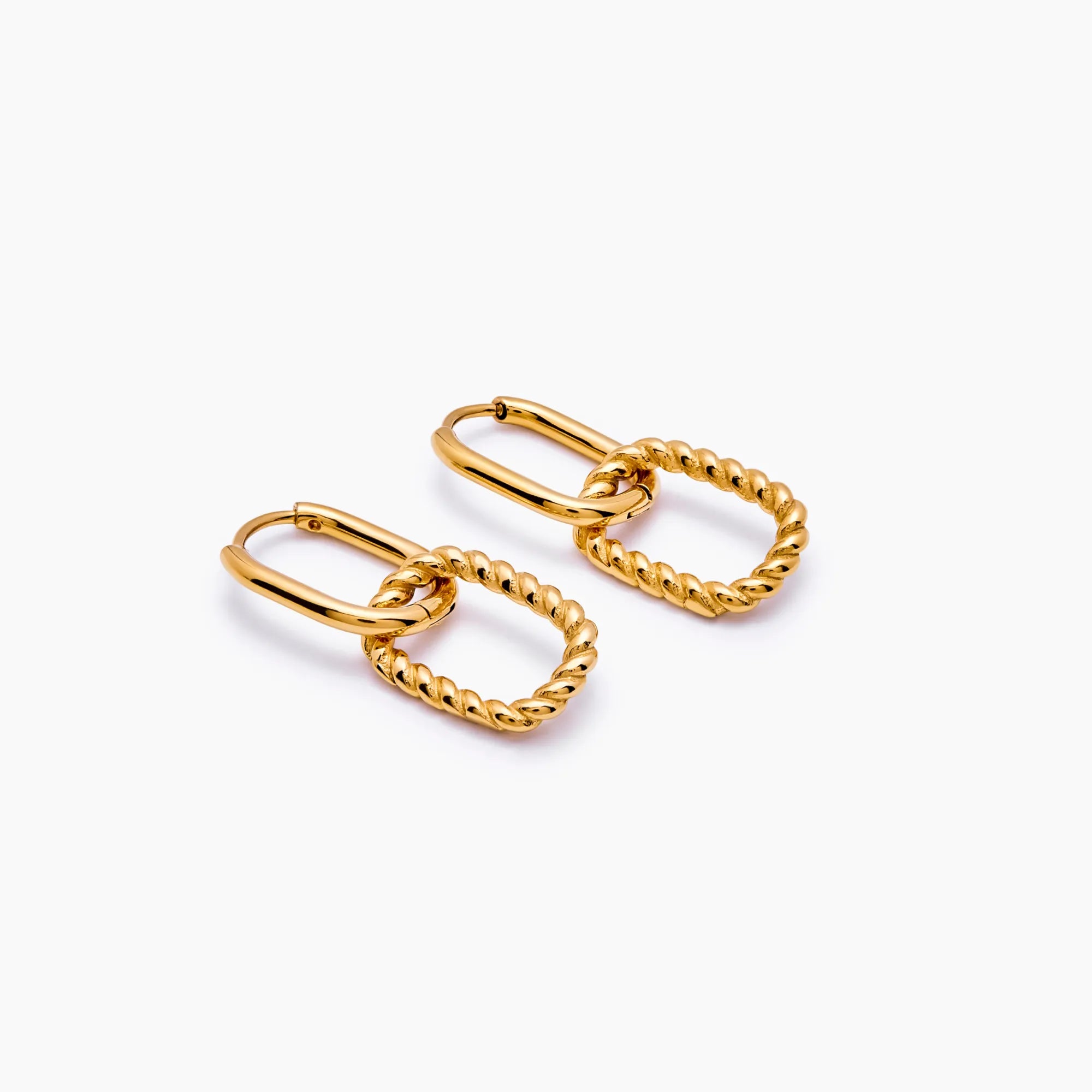 Roma | Gold Link Drop Hoop Earrings