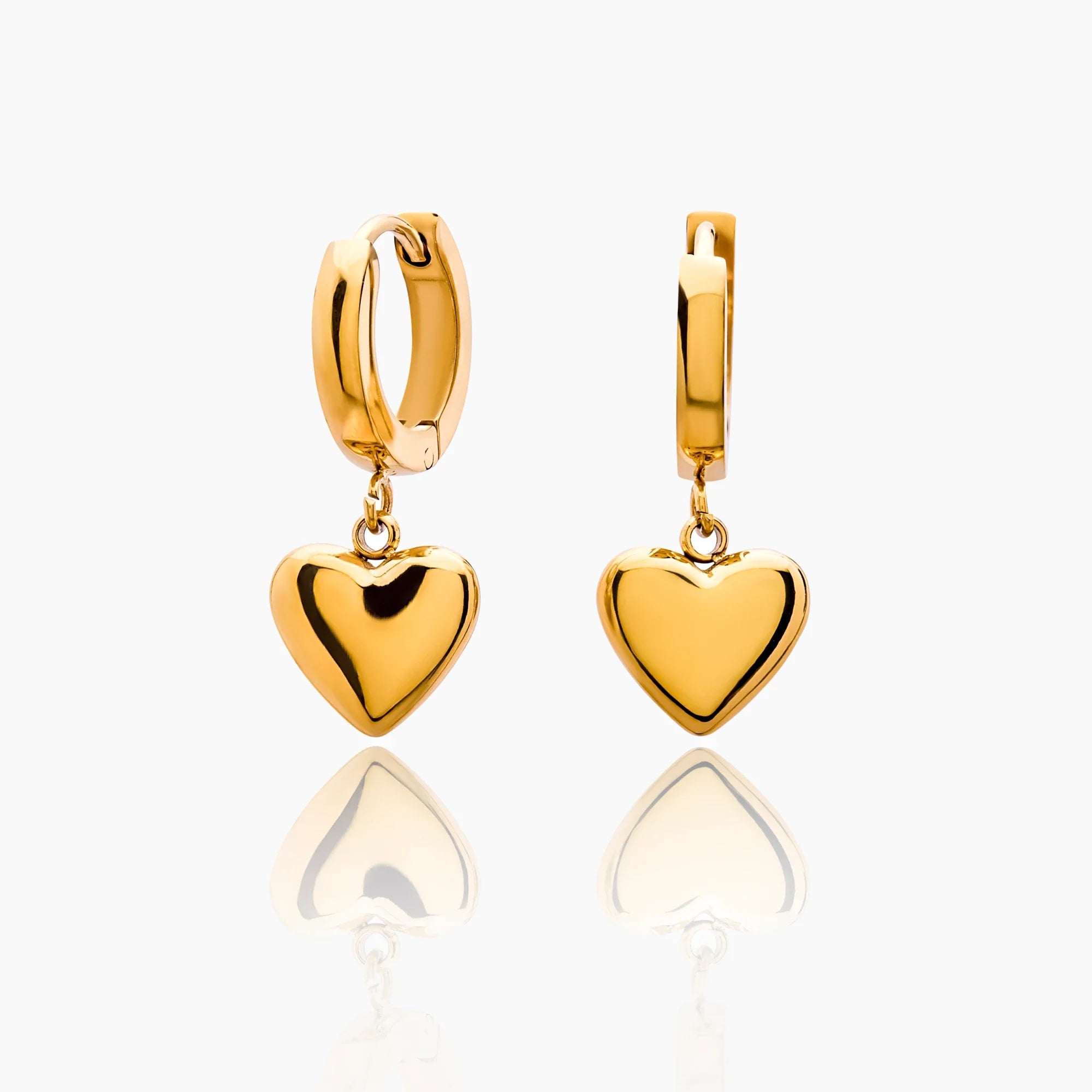 Gold Puffy Heart Drop Huggies