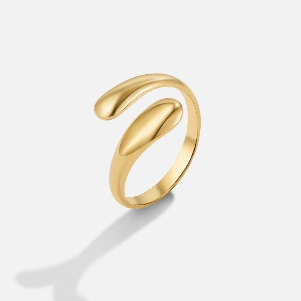 Gold Wrap Ring with Raven Feather Design