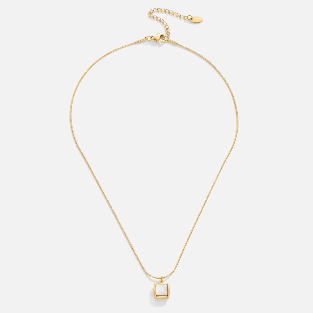 Gold Pendant Necklace with Moonstone