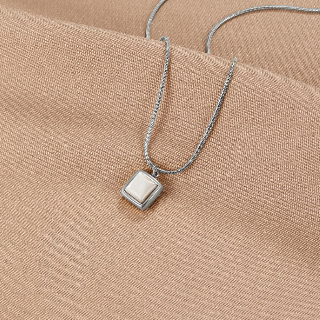 Silver Tone Moonstone Pendant Necklace