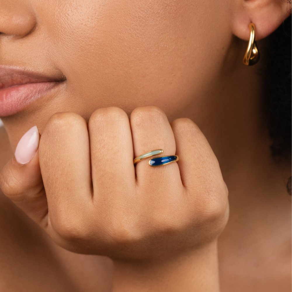 Gold Wrap Ring with Blue Stone