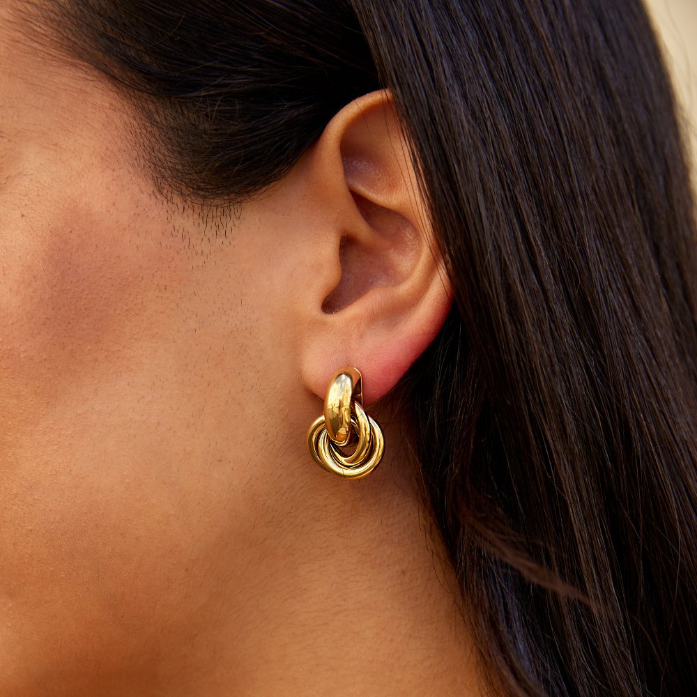 Gold Twisted Hoop Earrings with Rope-Style Design