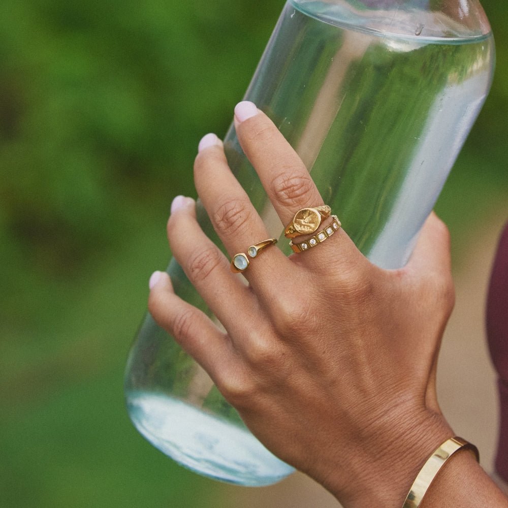 Gold Wrap Ring with Aquamarine Stone