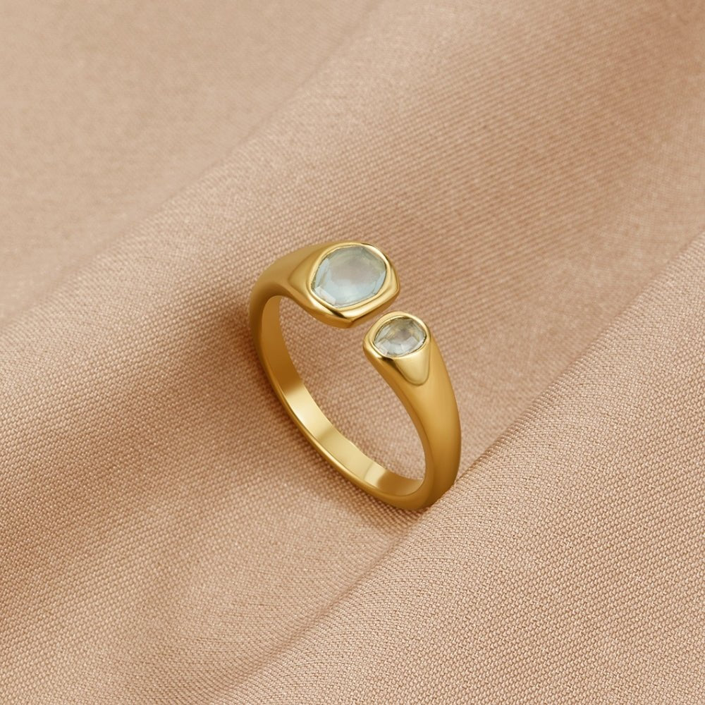 Gold Wrap Ring with Aquamarine Stone