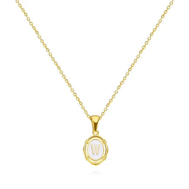 Gold Tone Vintage Letter Pendant Necklace