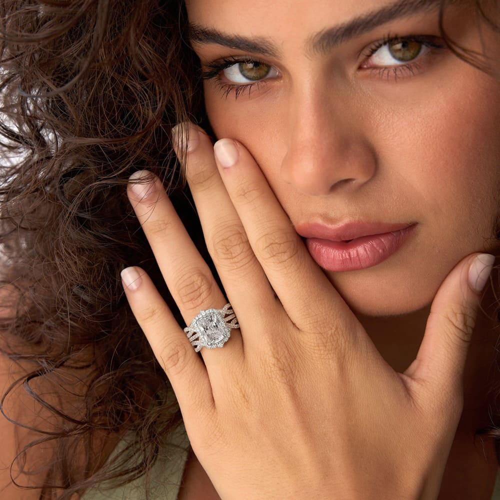 Silver 2-in-1 Ring with Radiant Geometric Design