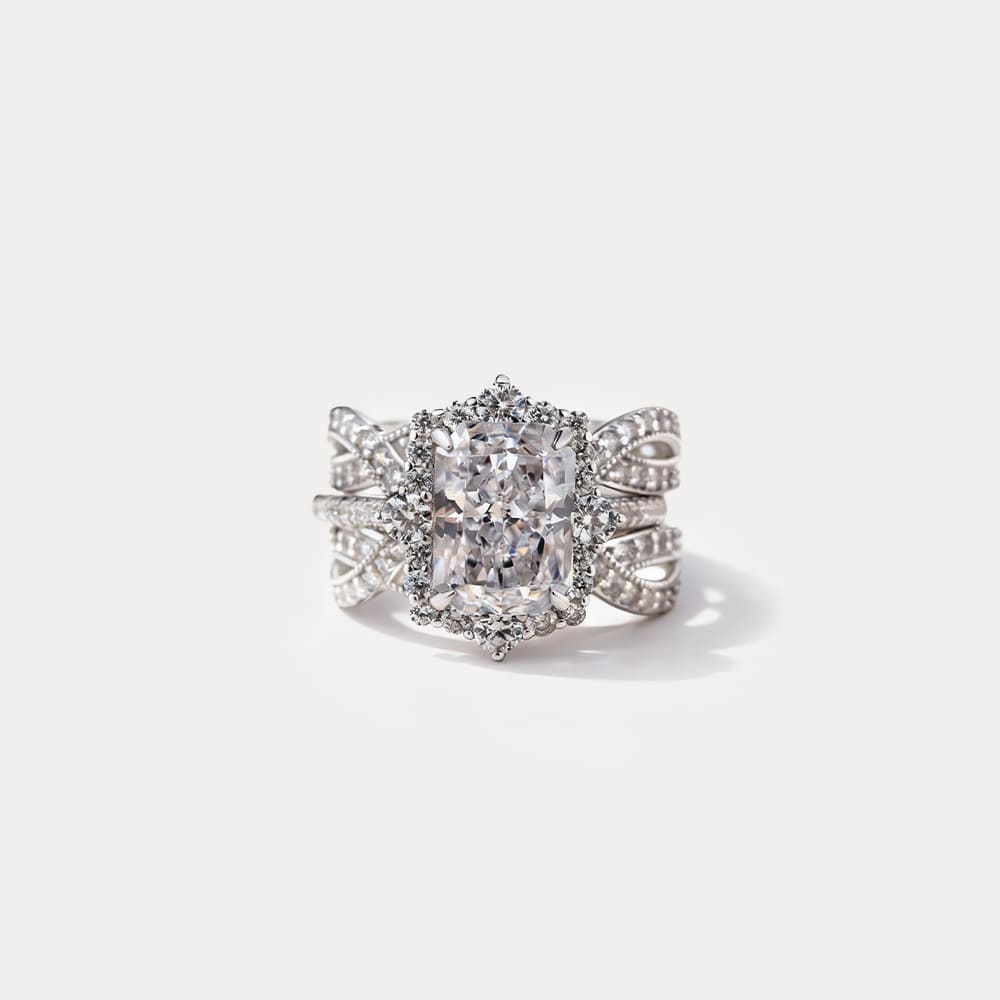 Silver 2-in-1 Ring with Radiant Geometric Design