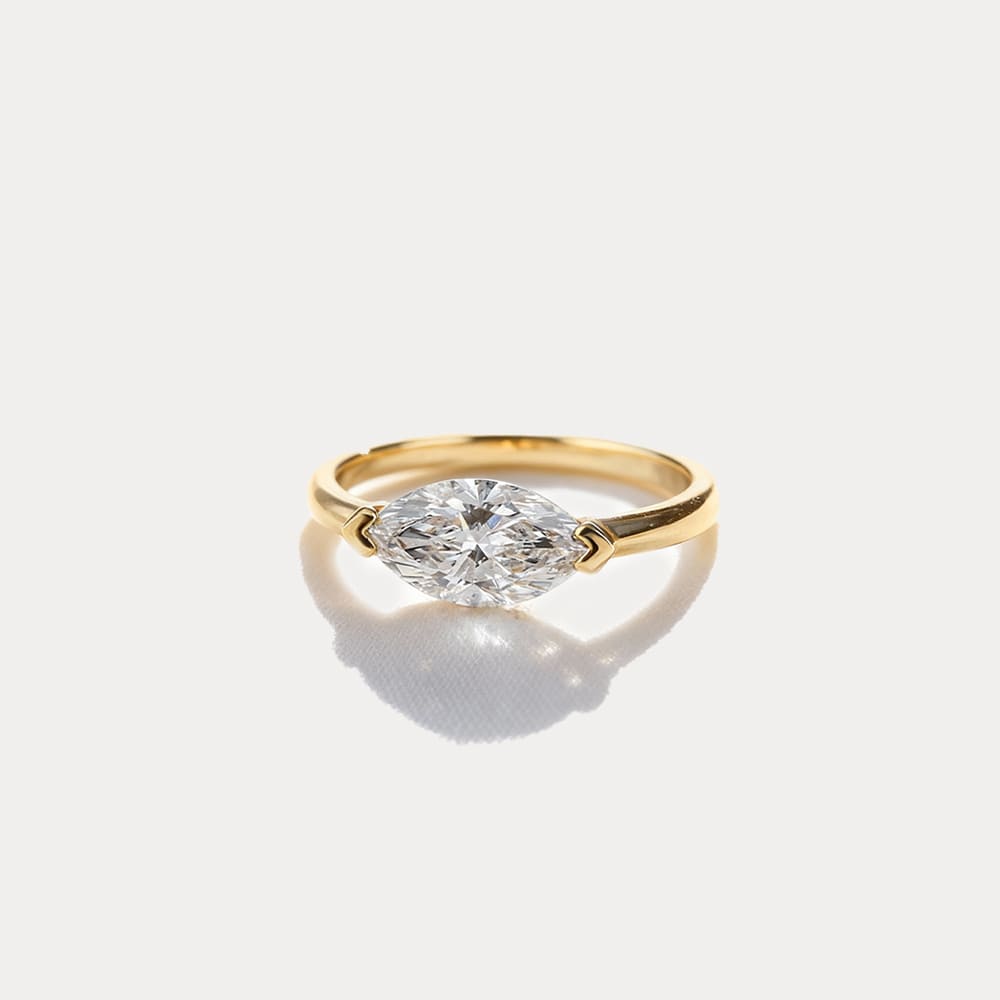 Gold Marquise Ring with Star Detail