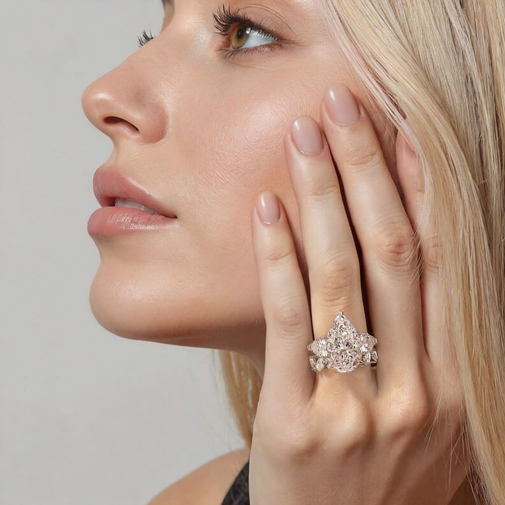 Silver Teardrop Glimmer Ring Set
