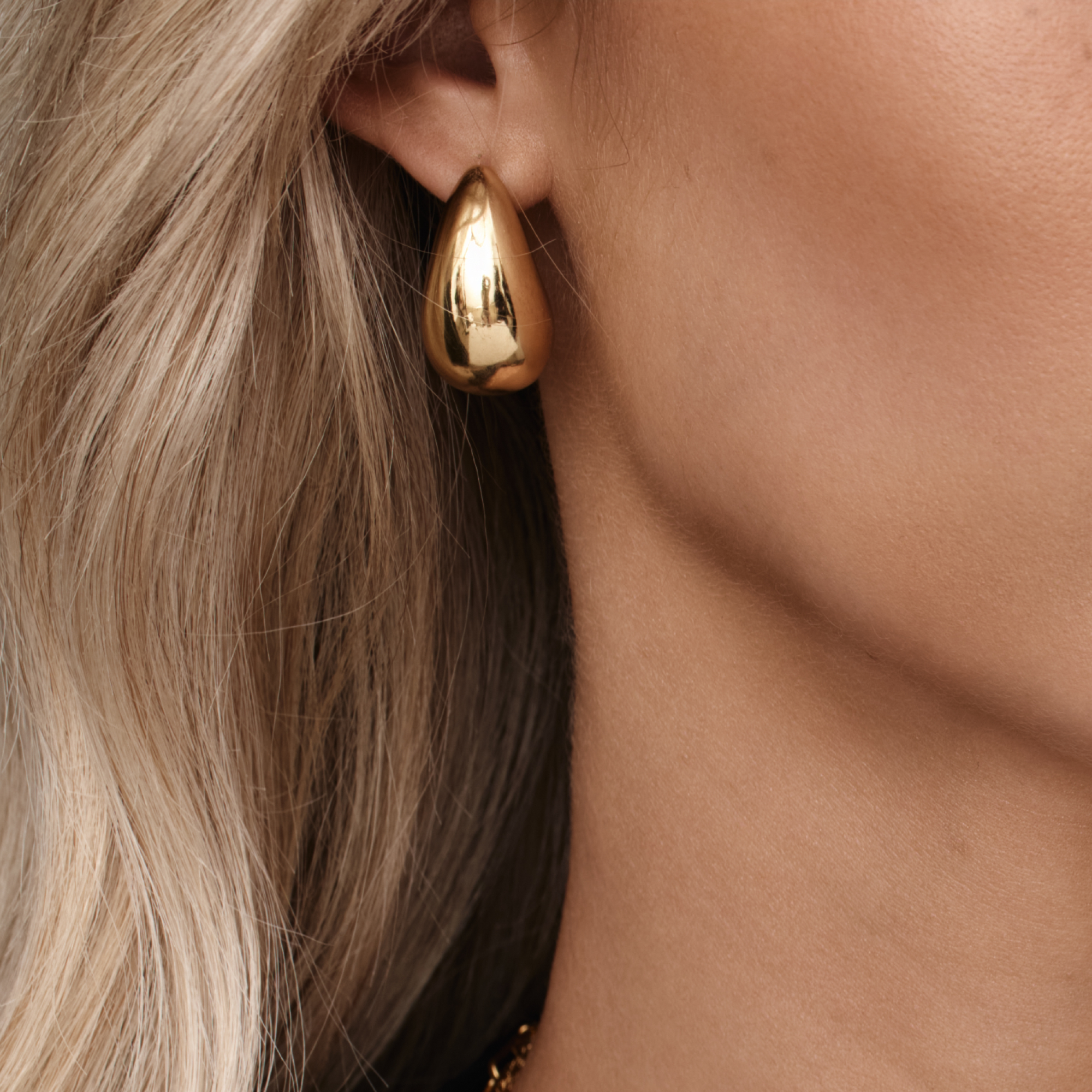 Gold Chunky Teardrop Earrings