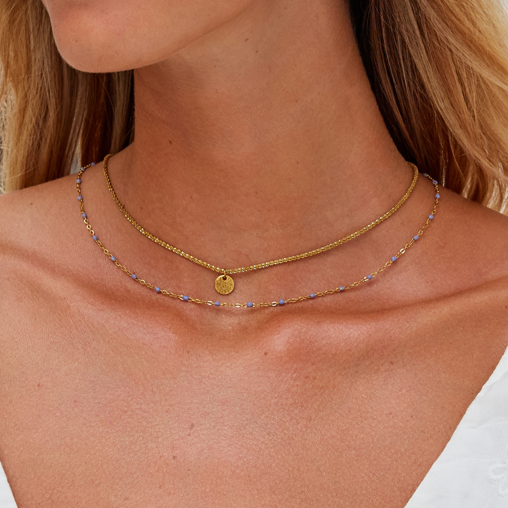 Gold Layered Coin Bead Necklace