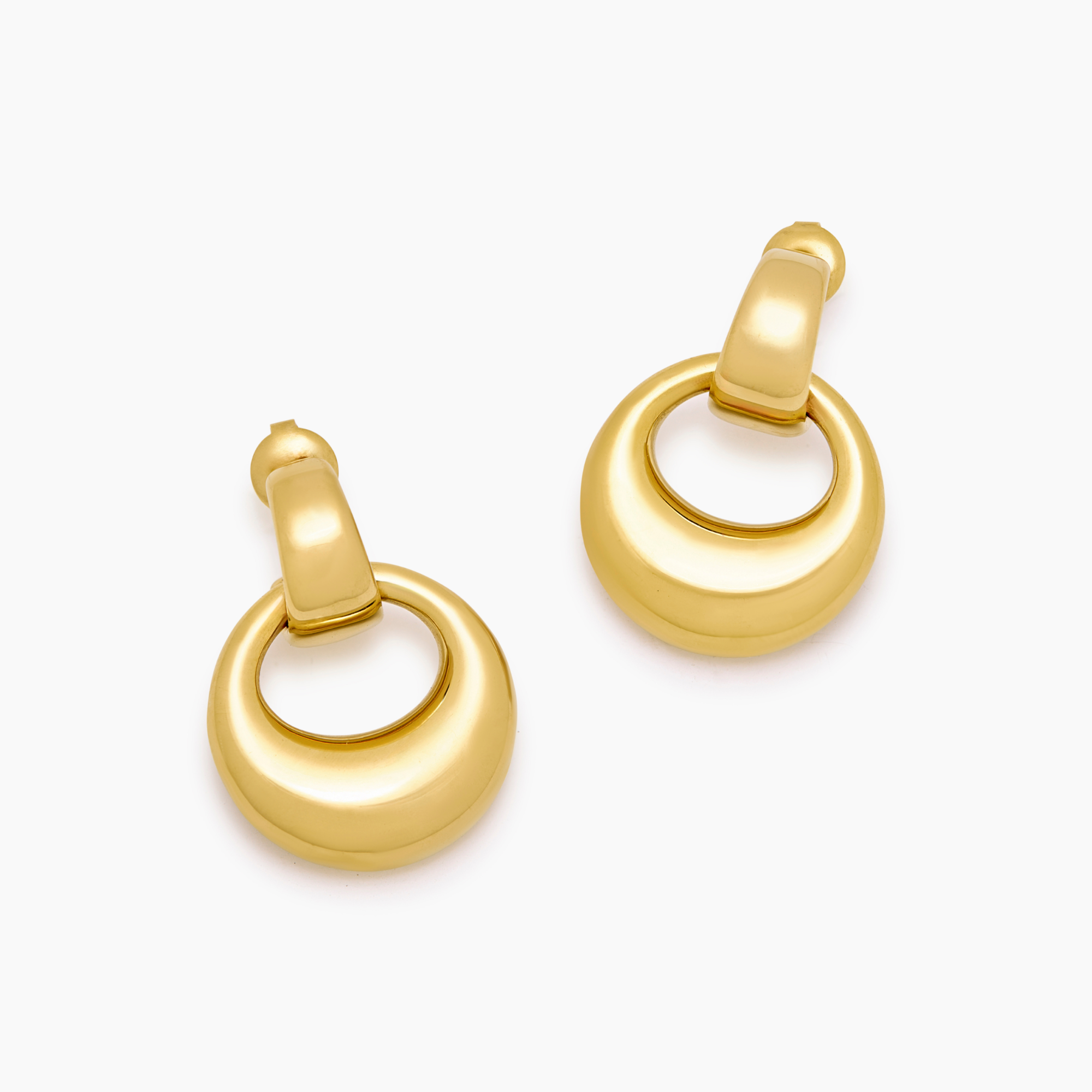 Gold Drop Earrings with Luna Crescent Detail