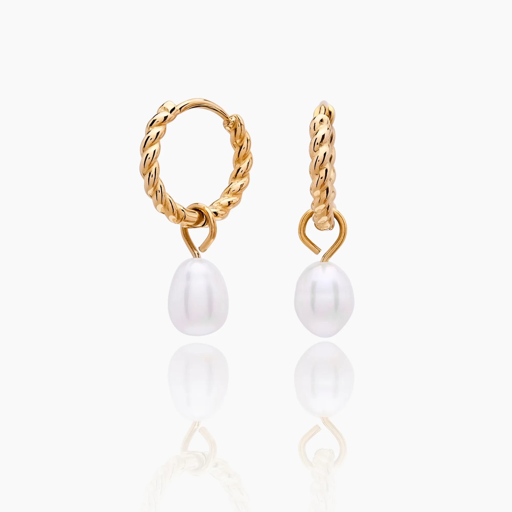 Gold Mini Twisted Pearl Hoops