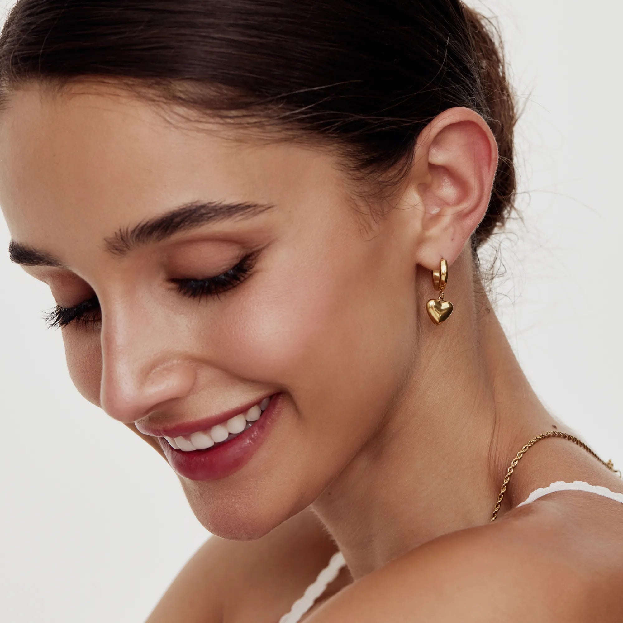 Gold Puffy Heart Drop Huggies