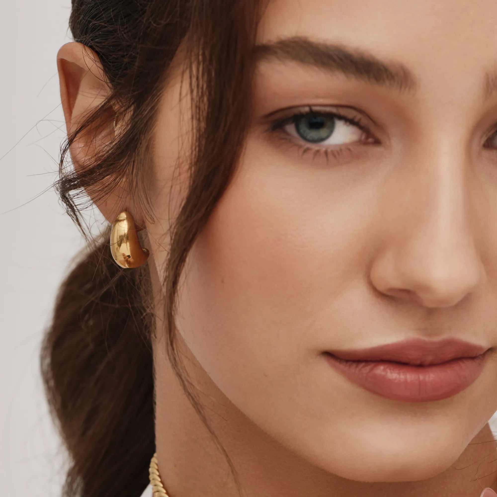 Gold Dome Hoop Earrings
