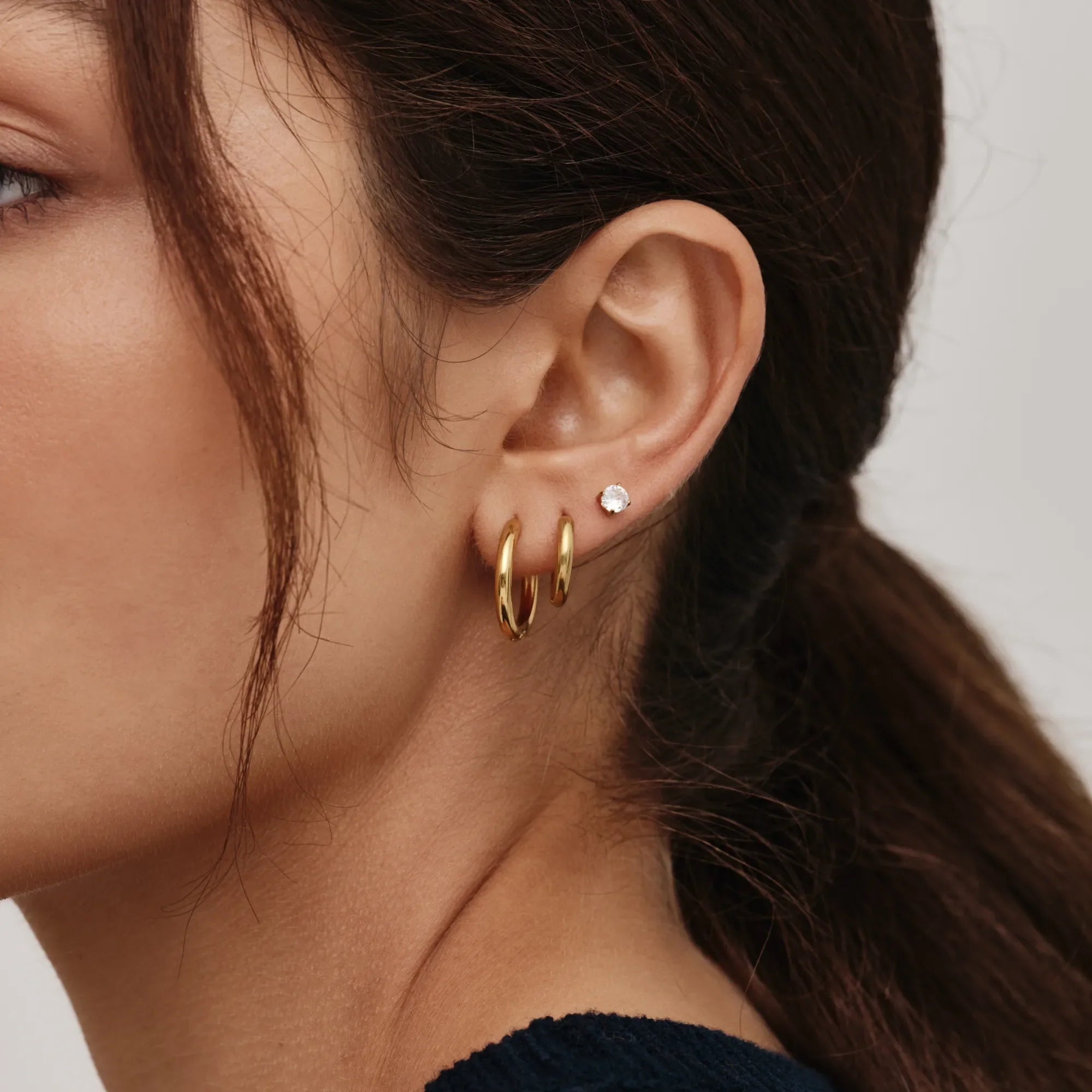 Gold Tennis Stud Earrings