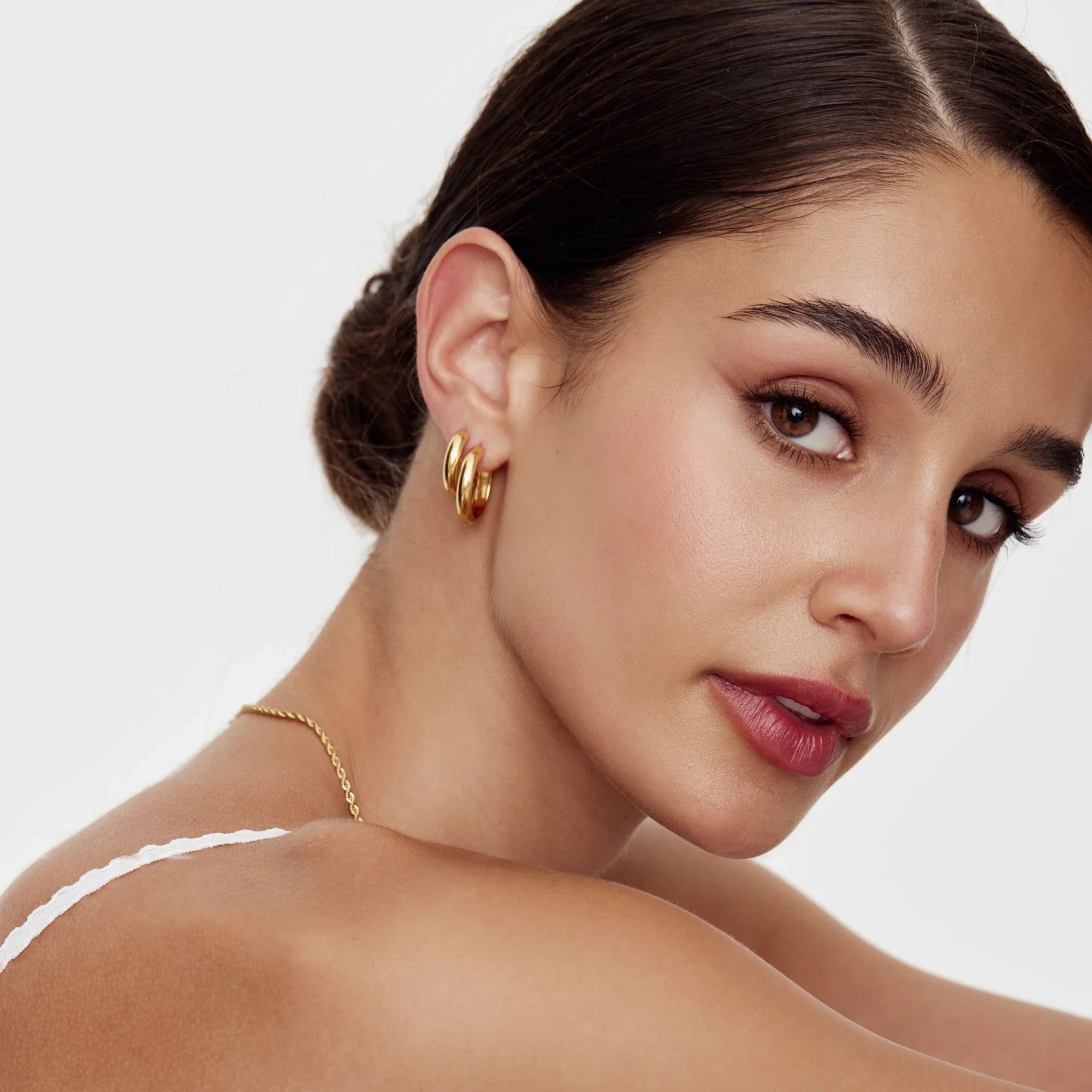 Gold Dome Hoop Earrings