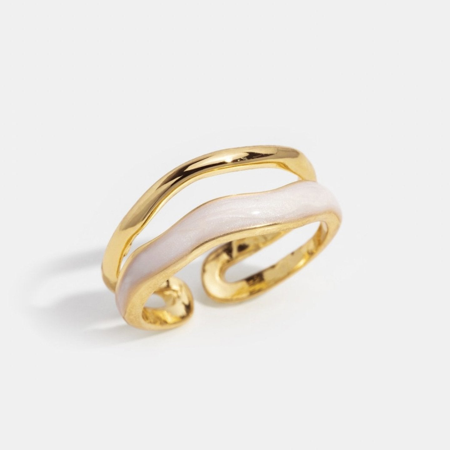 Gold Open Ring with White Wave Stone (meer varianten te gaan)