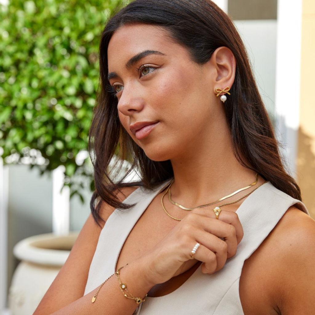 Laila Bow Pearl Drop Earrings