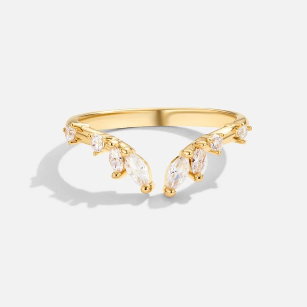Gold Vine Ring with Crystal Stone
