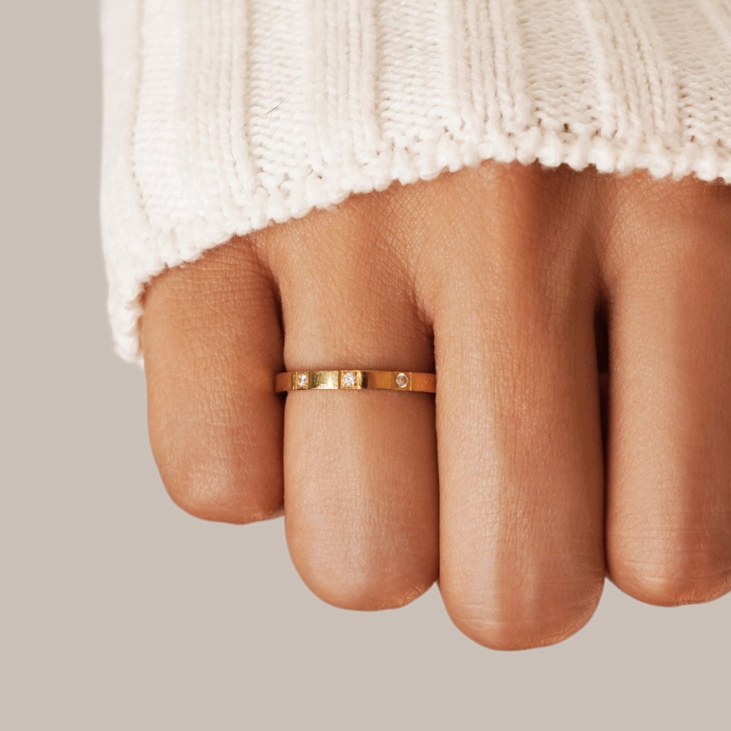 Gold Open Ring with Crystal Stone
