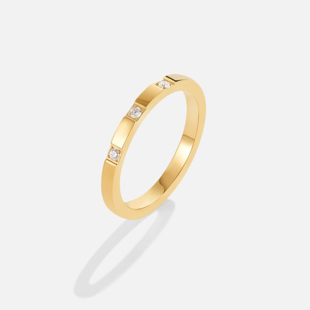Gold Open Ring with Crystal Stone