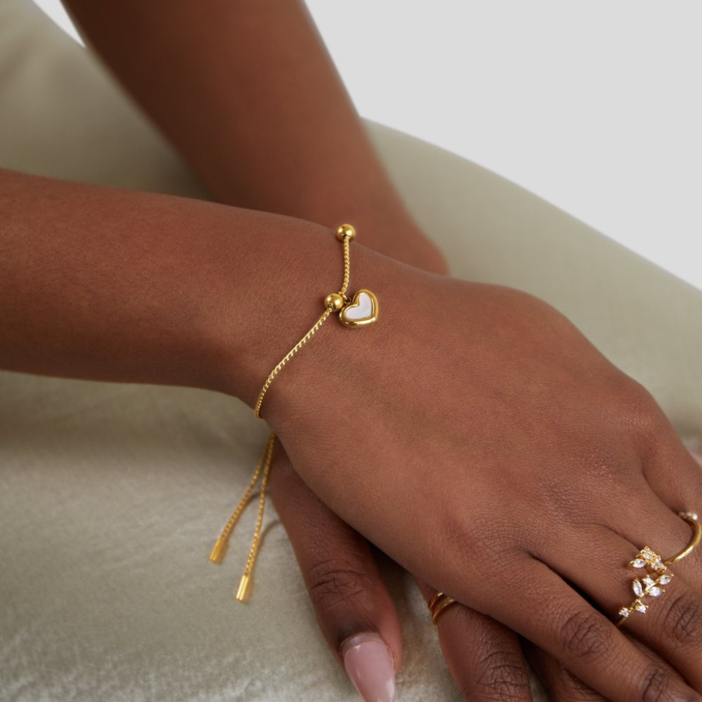 Heart Bracelet with Pearl Shell Charm