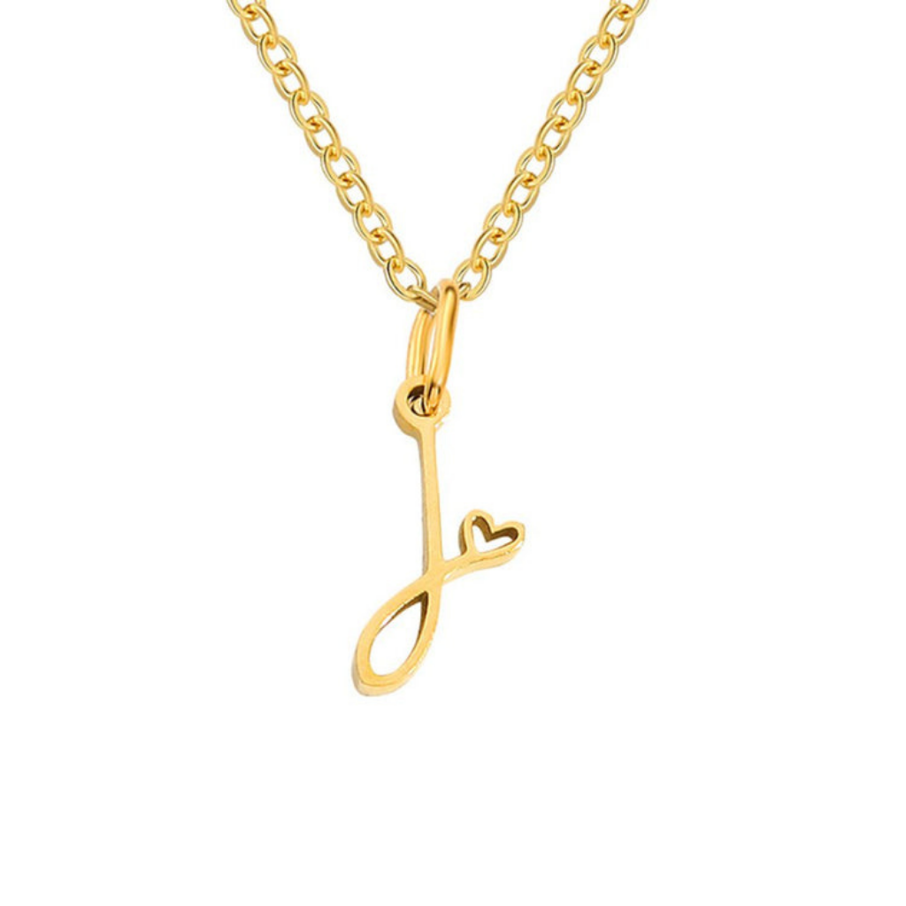 Letter Necklace with Heart Detail