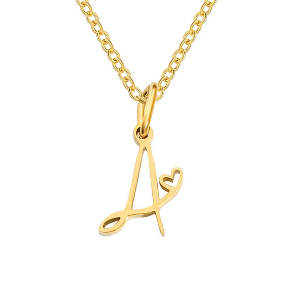 Letter Necklace with Heart Detail