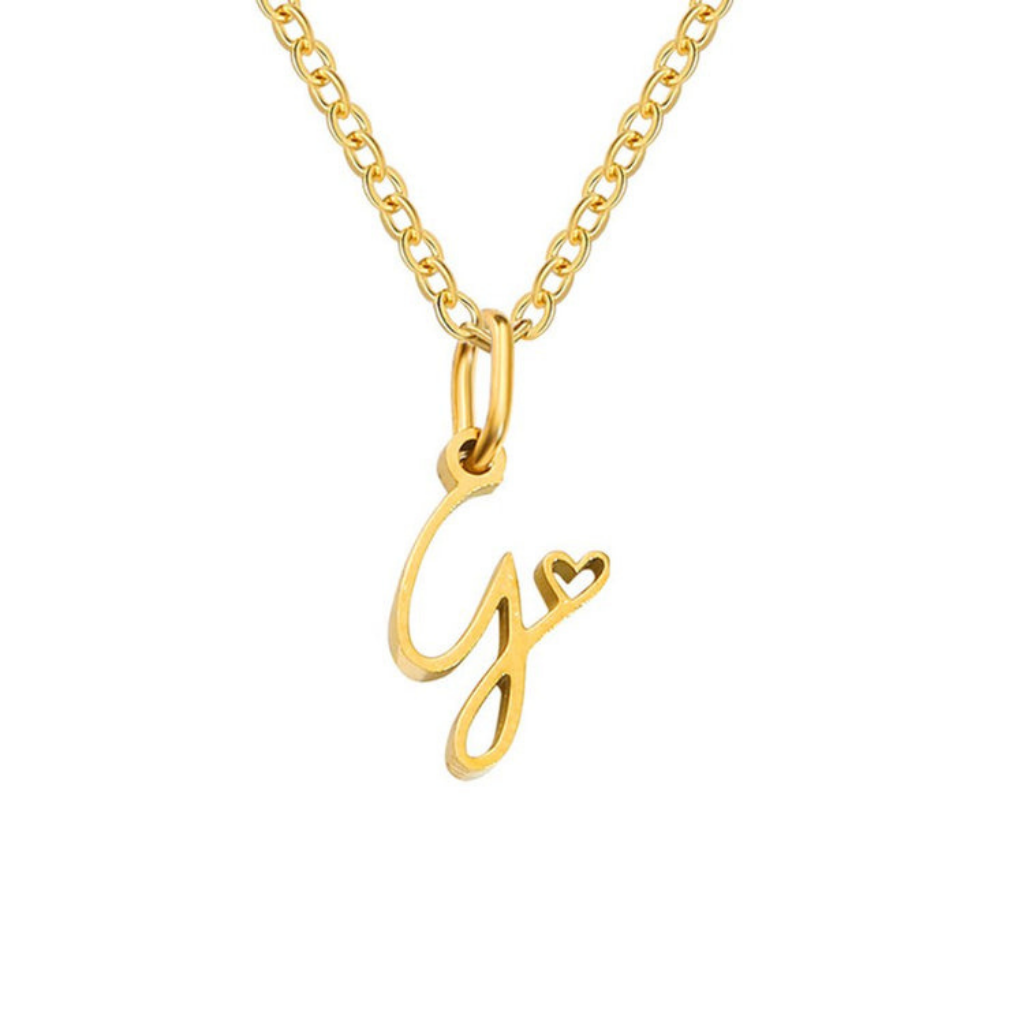 Letter Necklace with Heart Detail