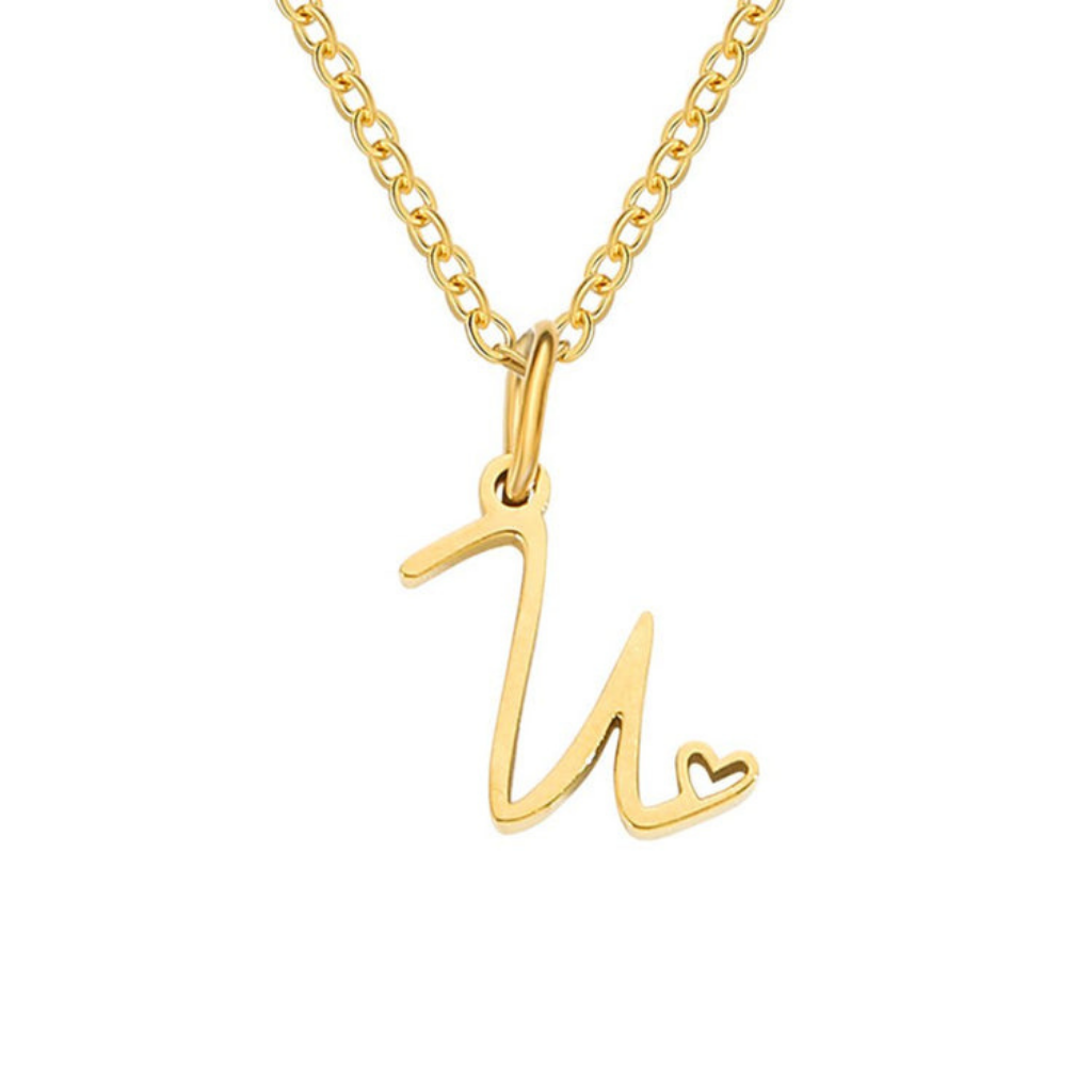 Letter Necklace with Heart Detail