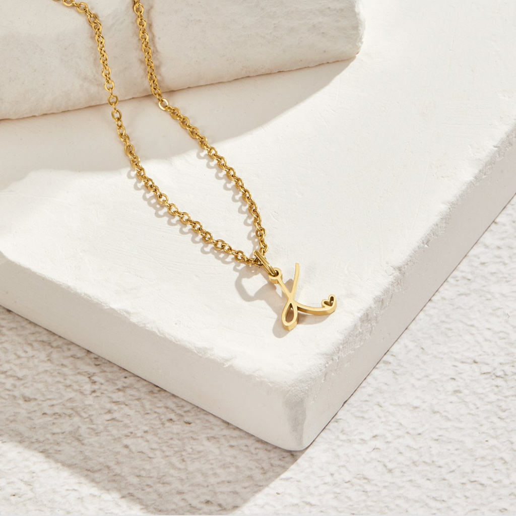 Letter Necklace with Heart Detail